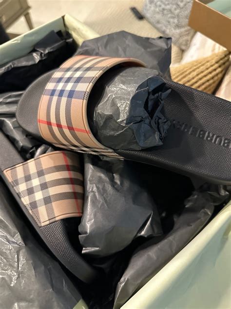 womens burberry sliders|burberry slides outfit.